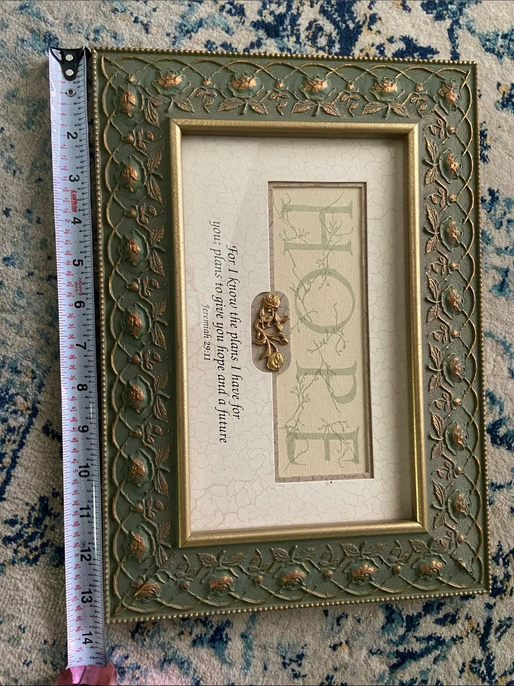 HOPE Decorative Framed Wall Art - Green and Gold by Wildwood Artisans